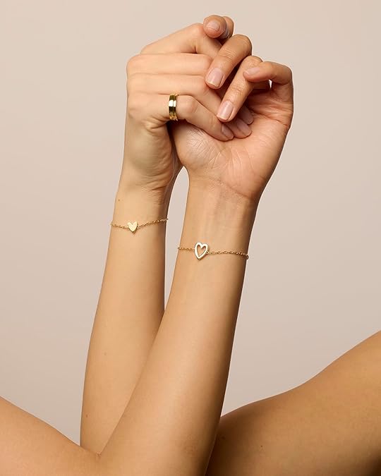 14K Gold Plated Matching Heart Bracelet