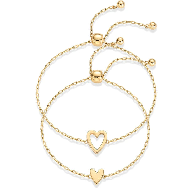 14K Gold Plated Matching Heart Bracelet