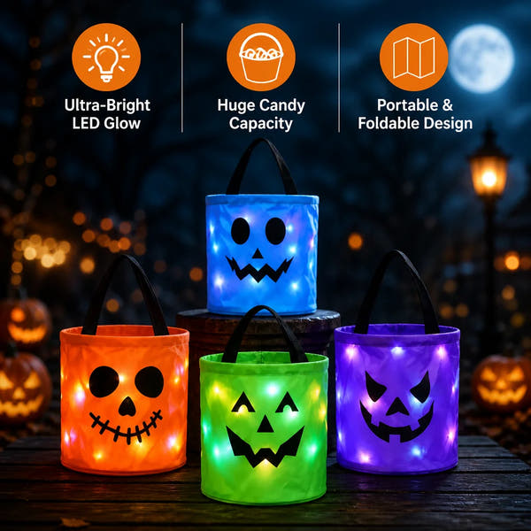 WickedWitches - Halloween LED Pumpkin Candy Bucket
