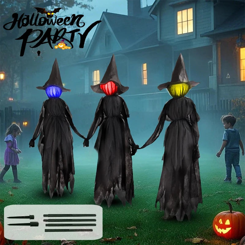 WickedWitches™ - 3 Glowing Pumpkin Witches